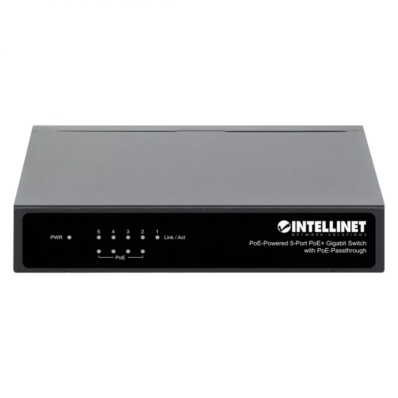 Gigabit 5xPoE Passthrough Switch, alimentado por PoE ou AC, 68W