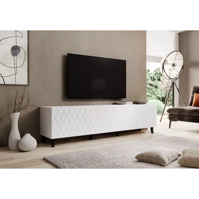 Móvel de TV cama meble ASTI 200×42×52 cm branco mate
