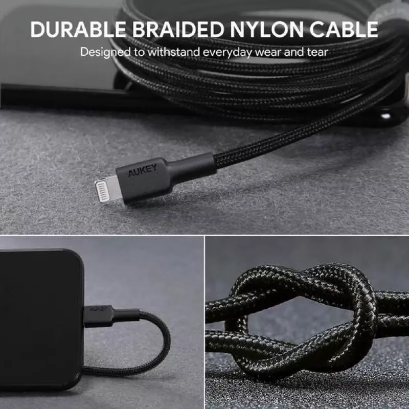 AUKEY CB-AL05 cabo de nylon Lightning para USB-A MFi, 2 m, preto