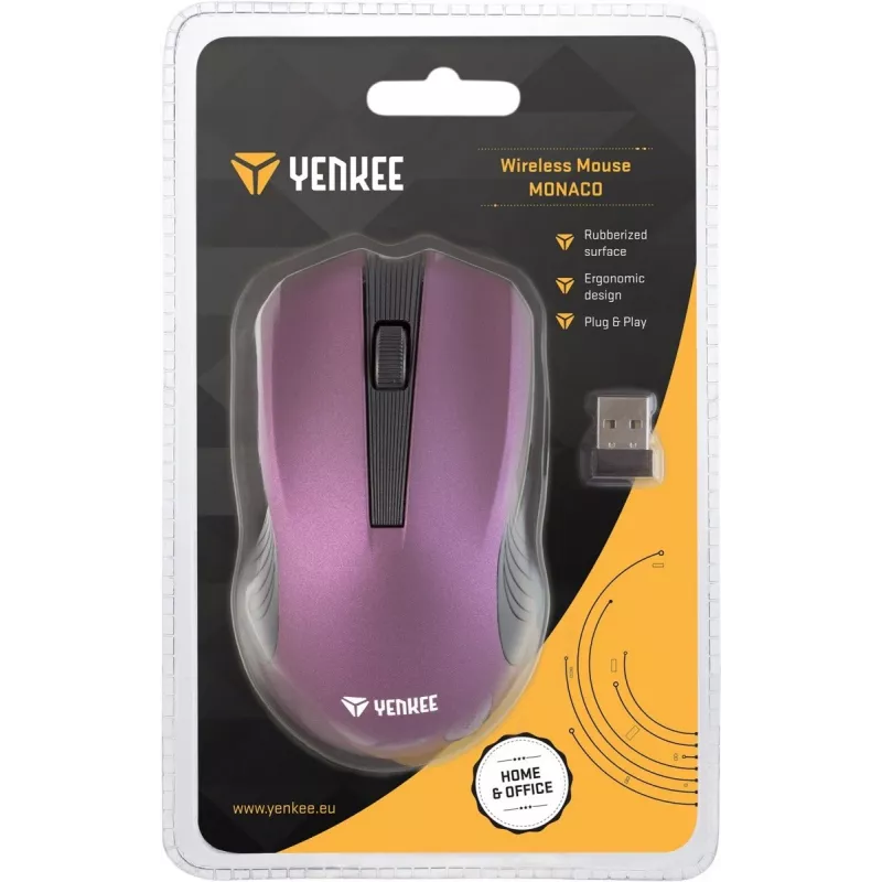 Rato ótico simétrico sem fios 2,4 GHz, 3 botões, Violeta