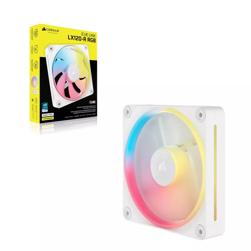 CORSAIR iCUE LINK LX120-R RGB Reverse Blade PWM ventoinha para caixa, 120 mm, branca