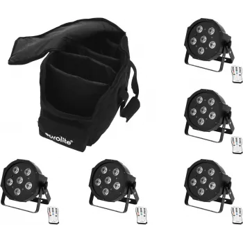 Conjunto LED EUROLITE SLS-603 5x com saco macio – conjunto de iluminação LED de 5 peças