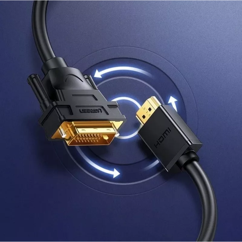 UGREEN HD106 cabo DVI (24+1) macho para HDMI macho, 1,5 m, FHD 1080p 60 Hz, preto