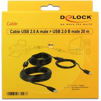 Cabo USB DeLOCK 20m USB2.0-A - USB2.0-B 83557