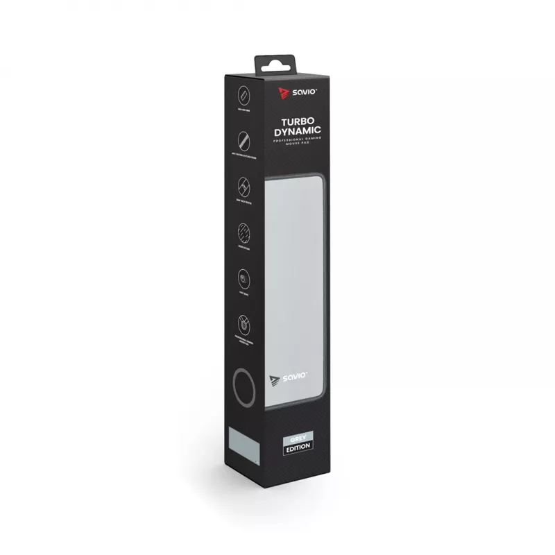 Tapete de rato gaming SAVIO Turbo Dynamic XL — cinzento, 900×400 mm, 3 mm de espessura, superfície de tecido antiderrapante costurada