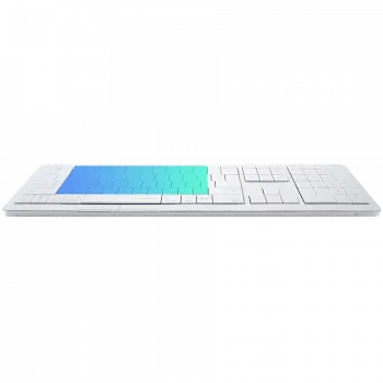 Teclado sem fios CLEVETURA CLVX 1 Touch-On-Keys AI — layout ANSI US Mac, interruptores scissor, caixa de alumínio, RGB interativo