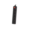 Lanberg Cabo Régua de tomadas, 5X tomadas francesas com interruptor, cobre de alta qualidade, 1.5 m | PS1-05E-0150-BK