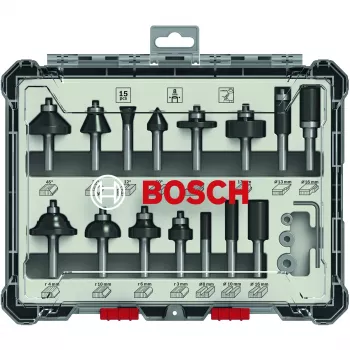 Conjunto de fresas Bosch 2 607 017 472, 15 peças, haste 8 mm