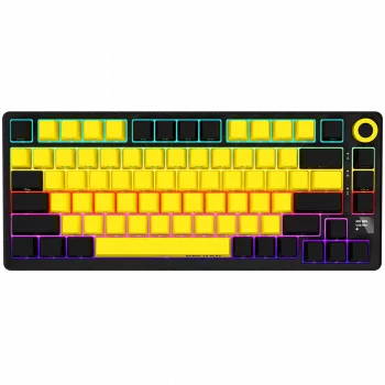 Teclado gaming mecânico sem fios LORGAR KBP7075W — Preto/Amarelo, layout EN