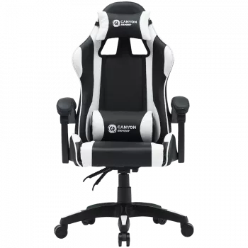 Cadeira gaming CANYON Core SGCH2 — preto/branco, design ergonómico, altura ajustável
