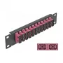 Patch panel de fibra ótica DeLOCK 10 polegadas 12 portas SC duplex violeta 1U preto