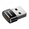 Adaptador conversor Baseus ficha USB para conector fêmea USB-C preto