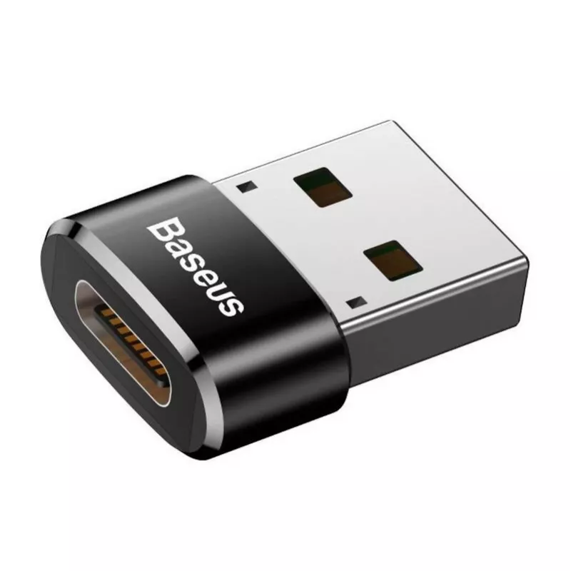 Adaptador conversor Baseus ficha USB para conector fêmea USB-C preto