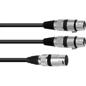 Cabo de áudio XLR 3 pinos macho para 2 x XLR 3 pinos fêmea Omnitronic 30225210