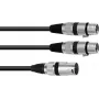 Cabo de áudio XLR 3 pinos macho para 2 x XLR 3 pinos fêmea Omnitronic 30225210