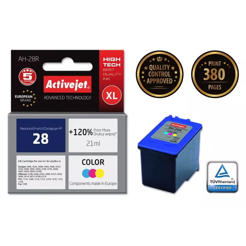 Activejet AH-28R tinta, substitui HP 28 C8728A, Premium, 21 ml, cor