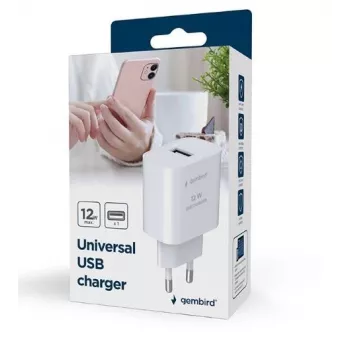 Carregador para dispositivos móveis GEMBIRD TA-UC-1A12-01 5V 2.4A 12W USB PD, 1 conector, Branco