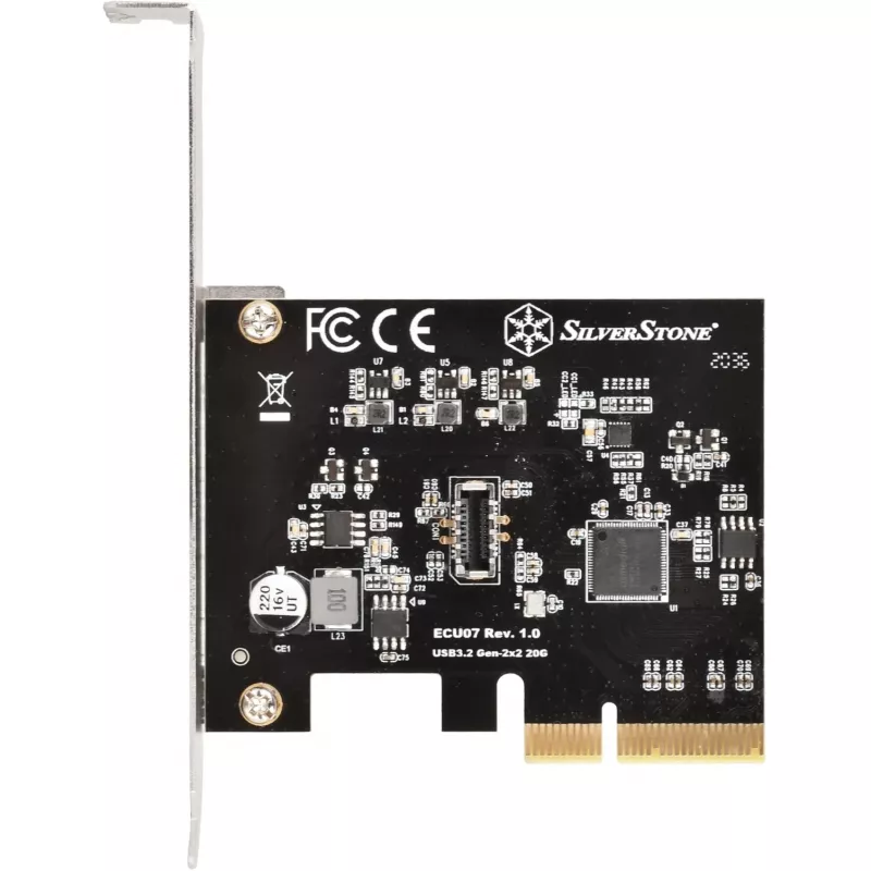 SilverStone SST-ECU07 placa adaptadora PCIe 3.0 x4 USB 3.2 Gen 2x2, 1x USB-C interno, perfil baixo