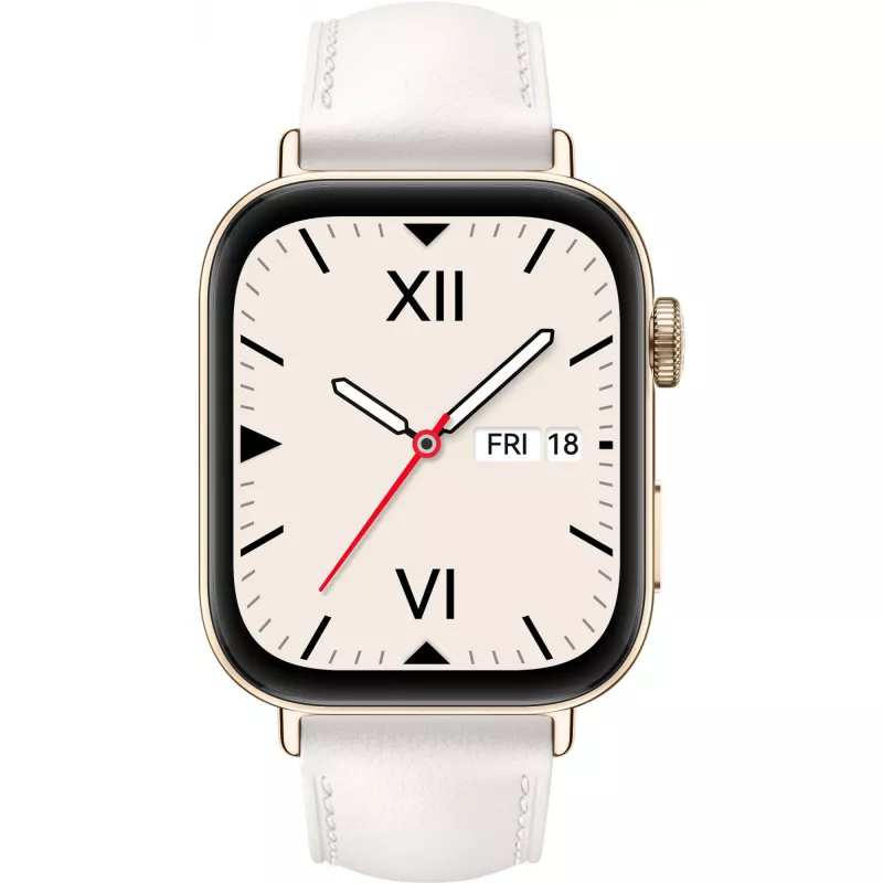 Watch Fit 3 (Solo-B19V), Smartwatch dourado/branco, bracelete de pele em branco