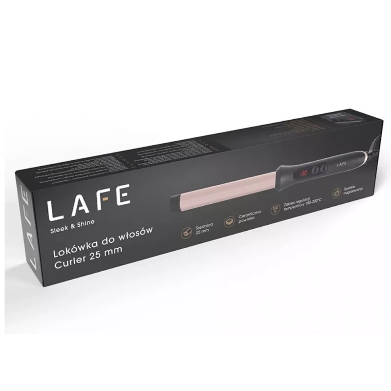 Modelador de caracóis LAFE Sleek & Shine Curler 25 mm LAFLKA47571 – bastão redondo 25 mm, modelador de caracóis elétrico
