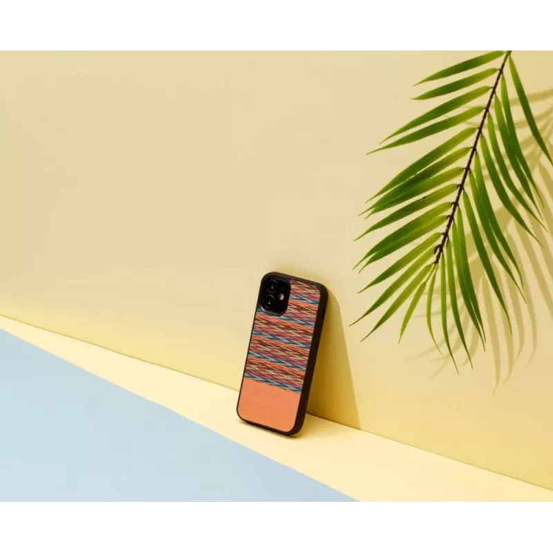 Capa para telemóvel man and wood para iPhone 12 mini – padrão xadrez castanho com contorno preto