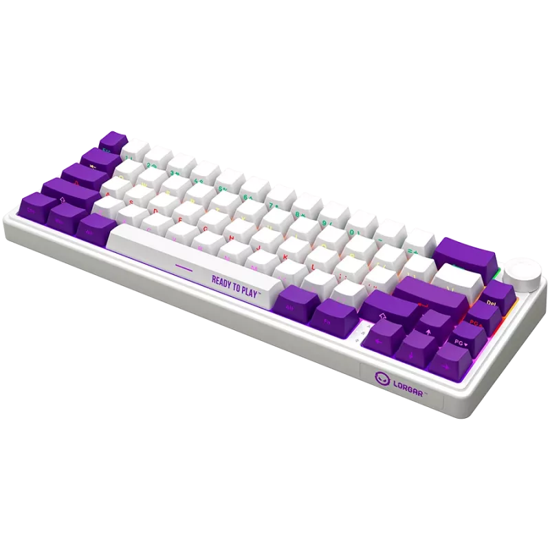 LORGAR KBP70MW, Teclado de gaming mecânico sem fios 65% Pro, branco, layout EN