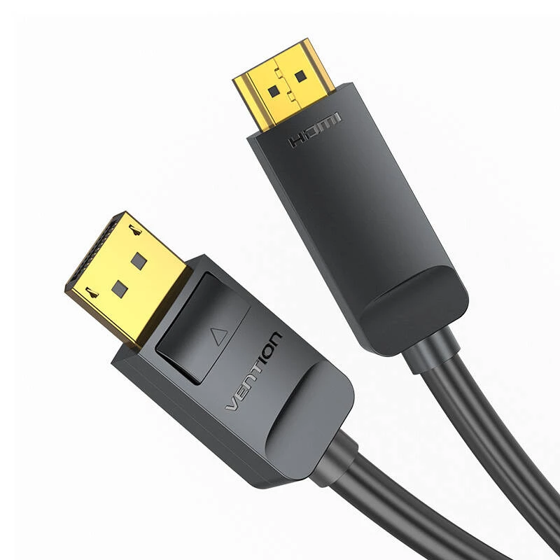 Adaptador de cabo DisplayPort para HDMI Vention HAGBH, 2 m, preto, 7 mm de diâmetro