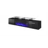 Móvel de TV Cama Meble ROVA com lareira elétrica, 190x37x48 cm, preto/preto brilhante