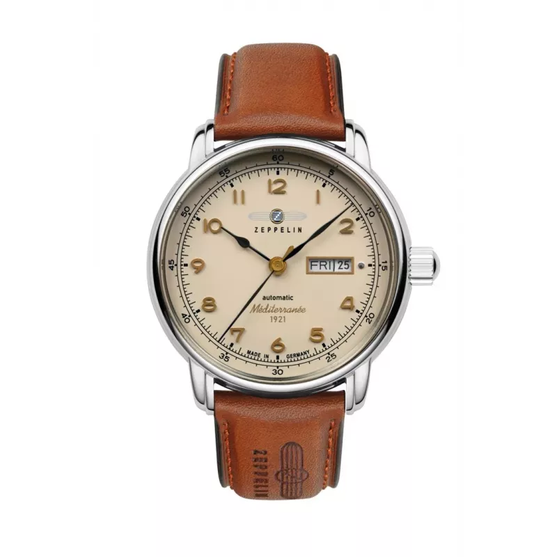 Relógio de pulso Zeppelin 96645 — movimento automático, caixa de aço inoxidável, resistente à água