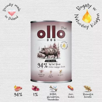 Ollo Plus Colagénio Javali 400g Lata de comida para cães