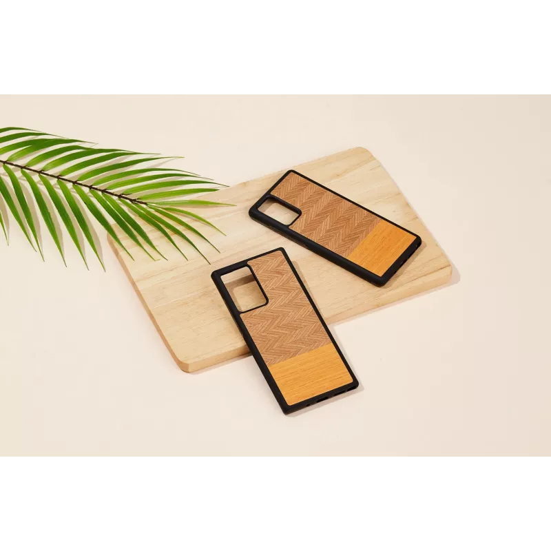 Capa protetora Man and Wood Galaxy Note 20 Ultra padrão espinha de peixe laranja preta