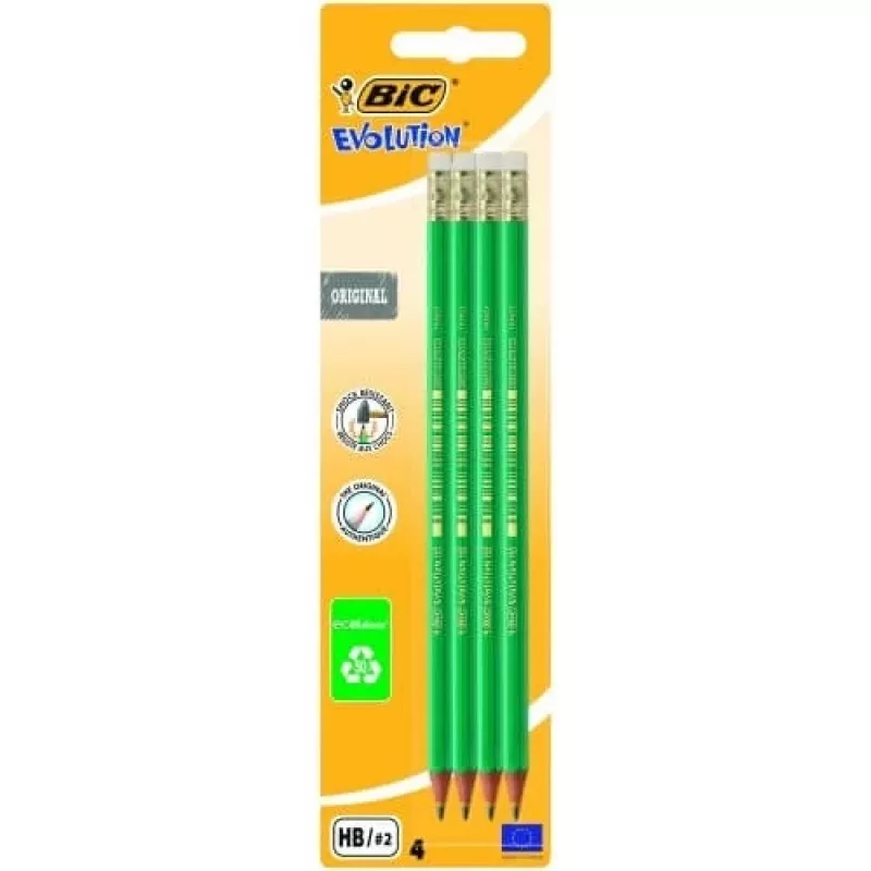 Lápis BIC EVOLUTION Original com borracha, HB, conjunto de 4 unid. 049012