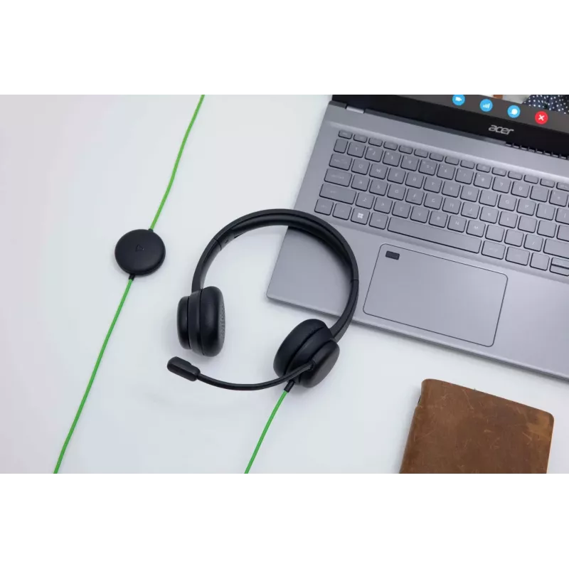 Headset de conferência com fios Acer GP.HDS11.01N — supra-aural, cabo de 2 m, 20–20000 Hz, 160 g, preto