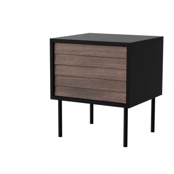 Mesa de cabeceira, 2 unid. CORTINA 45x40x51 preto/nogueira