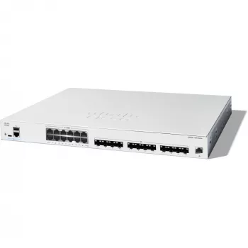 Cisco Catalyst C1300-24XTS switch gerido L2/L3, 24 portas (12x 10GE RJ-45 + 12x 10GE SFP+), 480 Gbit/s, consola RJ-45/USB-C, tabela MAC de 16.000, montagem em rack