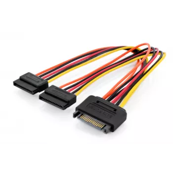 Assmann Cabo adaptador SATA Y 15-pin SATA para 2x 15-pin SATA ST/BU/BU 0,3m Cabo adaptador SATA Y, 0,3m - 15-pin SATA para 2x 15-pin SATA, ST/BU/BU - Siche