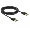 DeLOCK Slim High Quality - cabo HDMI com Ethernet - HDMI (M) a HDMI (M) - 25 cm - tripla blindagem - preto - suporte 4K (85117)