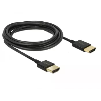 DeLOCK Slim High Quality - cabo HDMI com Ethernet - HDMI (M) a HDMI (M) - 25 cm - tripla blindagem - preto - suporte 4K (85117)