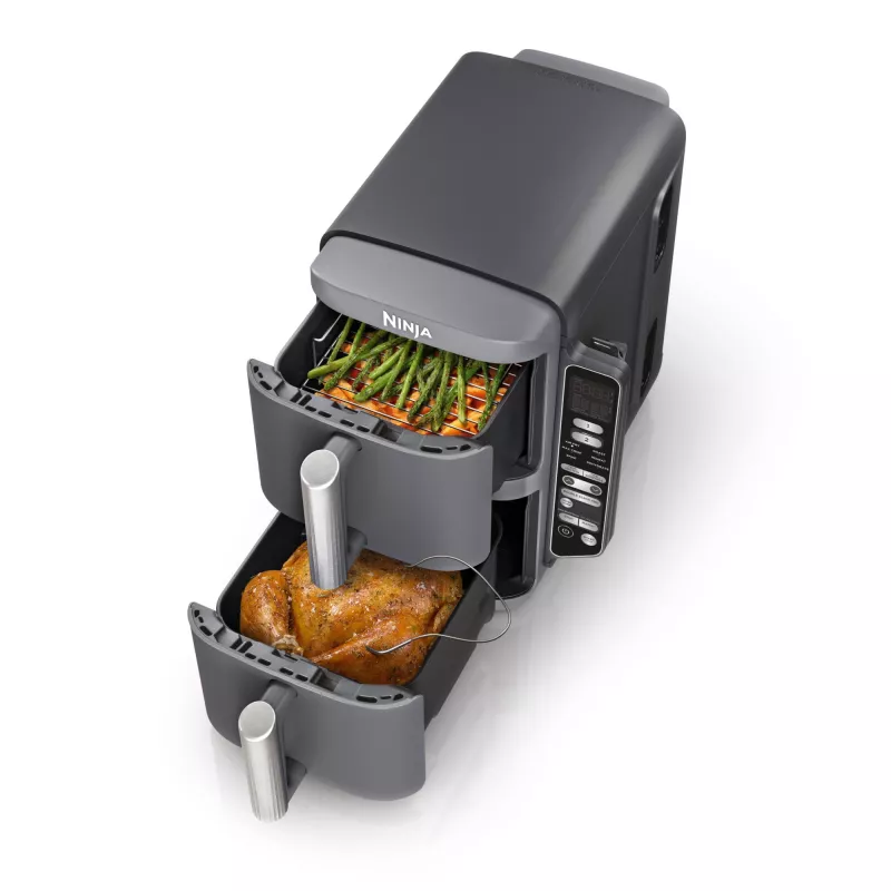 Ninja Double Stack XL Fritadeira a ar quente 2 compartimentos com sonda de temperatura SmartCook 9,5 L SL451EU