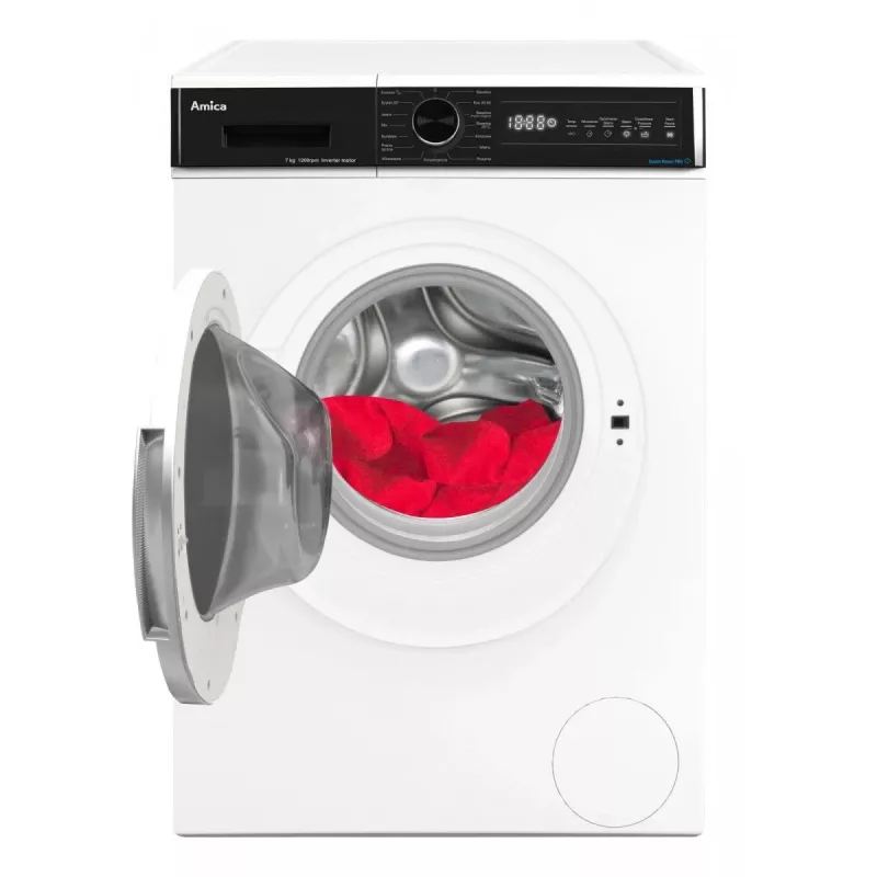 Amica WA3S712BLiSHB máquina de lavar roupa de instalação livre com carga frontal, 7 kg, 1200 rpm, 15 programas, classe energética B, branca