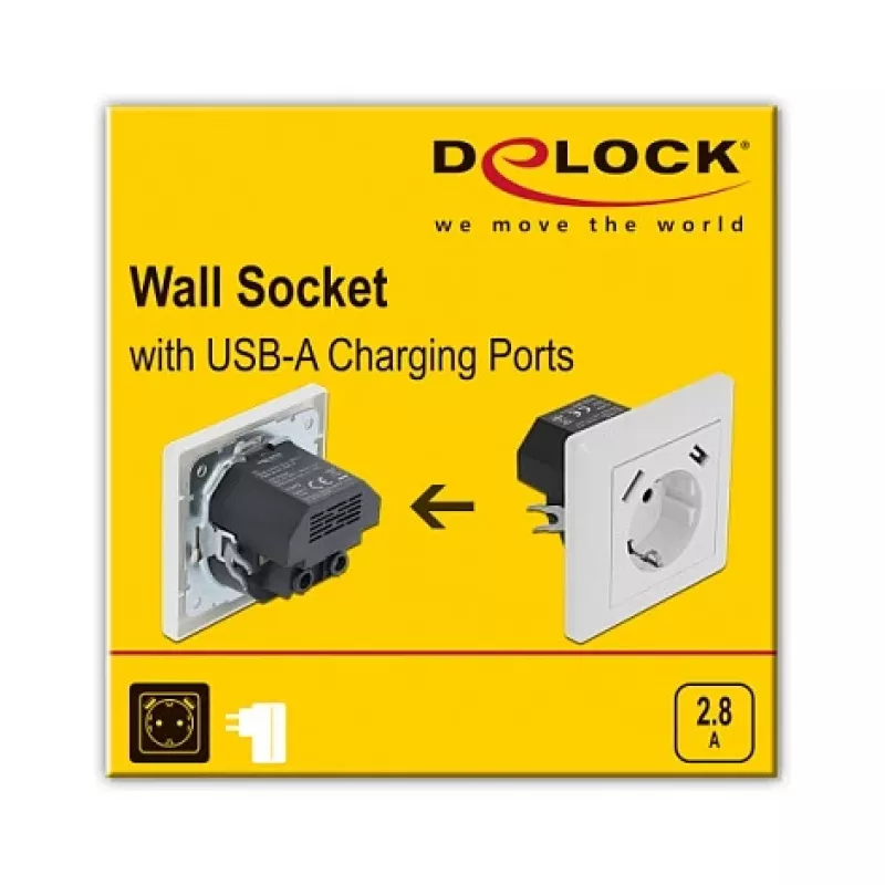 Tomada 2 x USB + CEE 7/3 DeLOCK 11473
