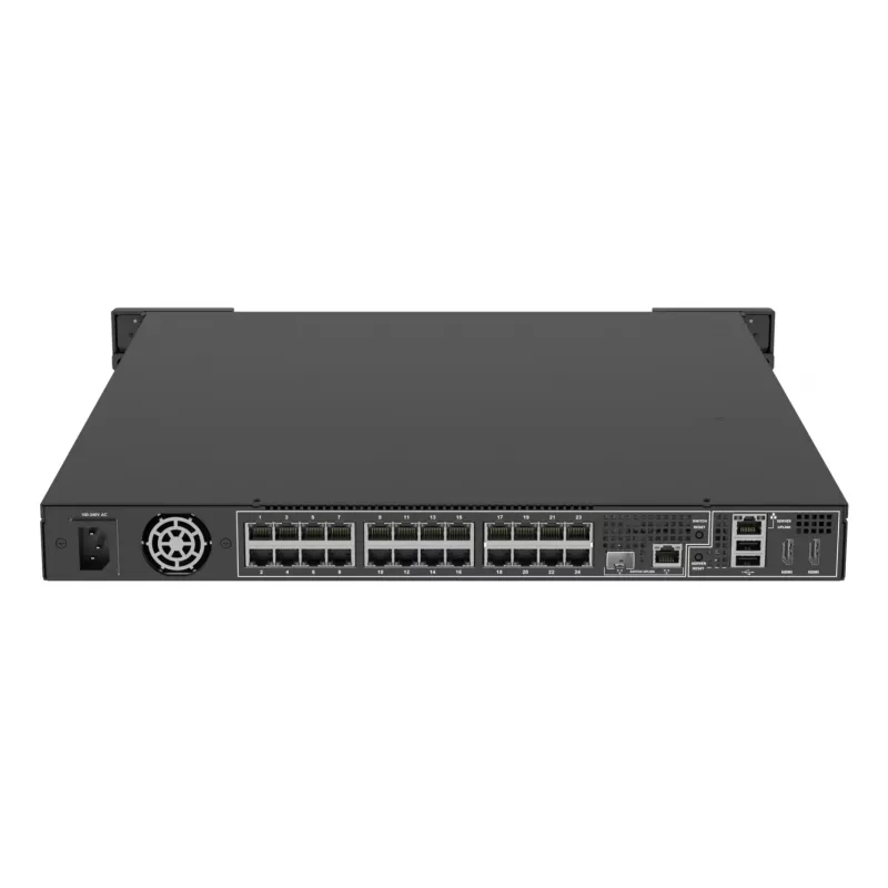 Gravador de vídeo em rede AXIS S2224 Mk II 24 canais, reprodução de 48 canais, 7680×4320, HDD de 6 TB, SSD de 256 GB, RAID 0/1/10, 1U, Preto