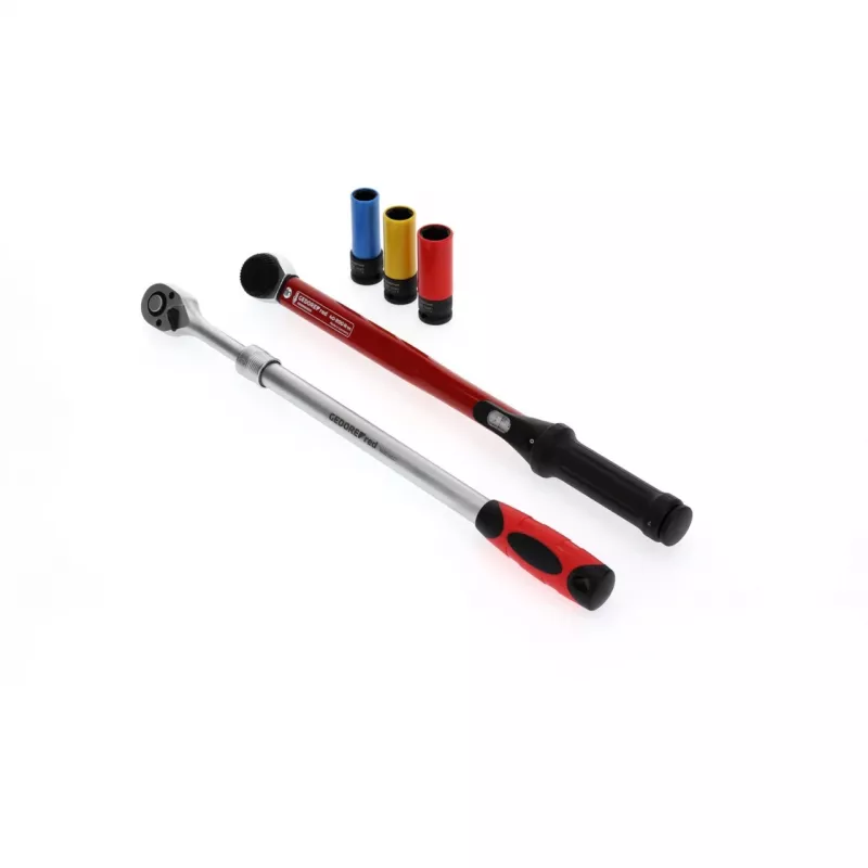 Conjunto de ferramentas para mudança de rodas Gedore R69003000 — conjunto de chaves dinamométricas de 5 peças, preto/vermelho