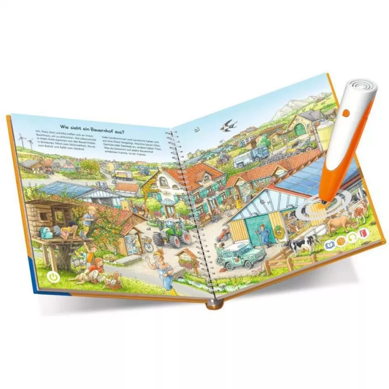 tiptoi Conjunto inicial: Porquê? Como? Para quê? Na quinta, livro didático caneta e livro de imagens
