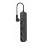 Régua de tomadas GEMBIRD TSL-PS-F4U-02 com 4 tomadas PL e carregador USB, preto