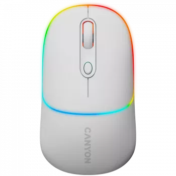Rato Canyon MW-22 CNS-CMSW22SW – 2 em 1 Bluetooth/2,4 GHz – ótico – 800/1200/1600 DPI – 4 botões – iluminação RGB – recarregável – branco neve