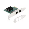 Placa DeLOCK PCI Express x1 2 x RJ45 Gigabit LAN BCM cinzento