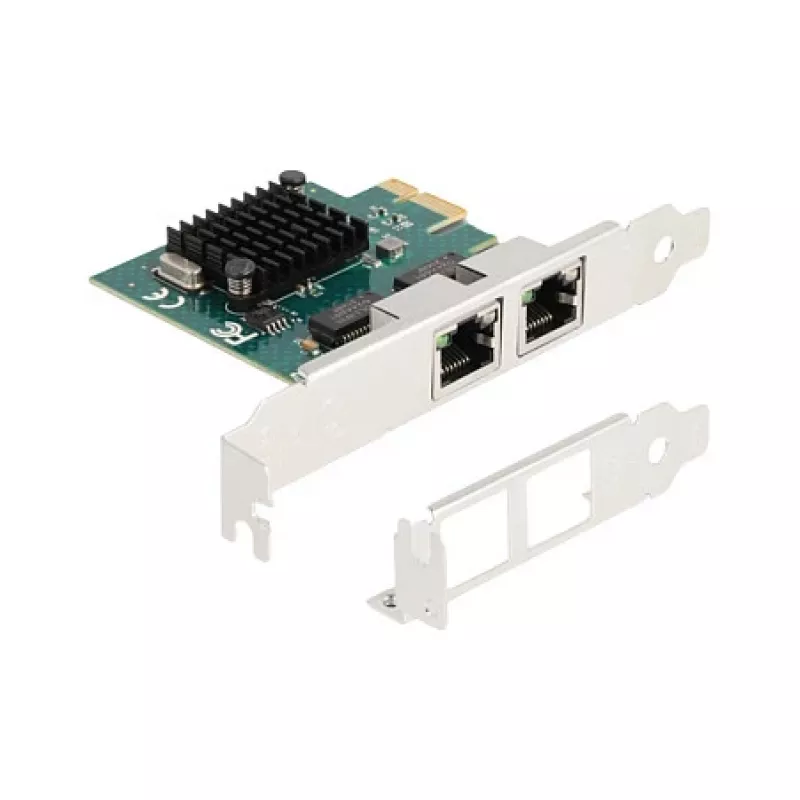 Placa DeLOCK PCI Express x1 2 x RJ45 Gigabit LAN BCM cinzento