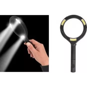 Lupa IWH 770665 com luz LED COB, caixa de plástico preta