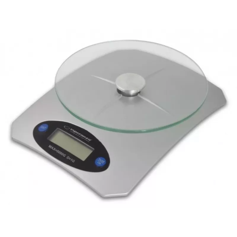 Balança de cozinha eletrónica ESPERANZA Avocado cinzento — capacidade de 5 kg, plataforma de bambu, unidades g/lb/oz